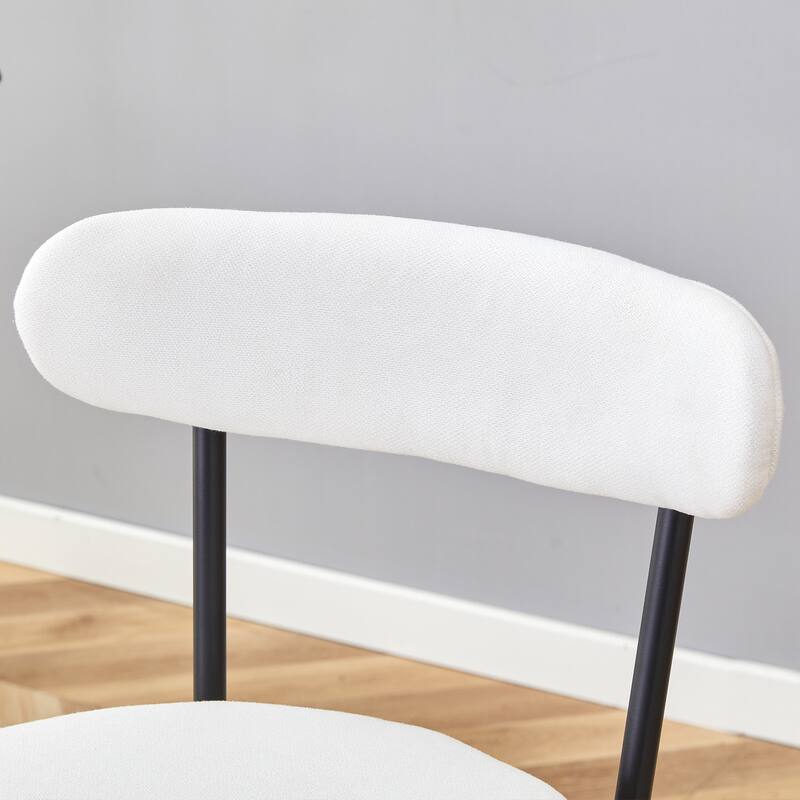 Anmytek 2-Piece Ergonomic High-Legged Bar Stools Upholstered White Fabric Cushions