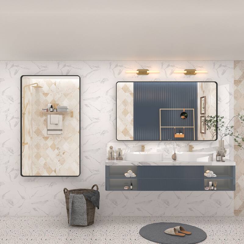 Modern Metal Frame Wall Mounted Bathroom Vanity Mirror