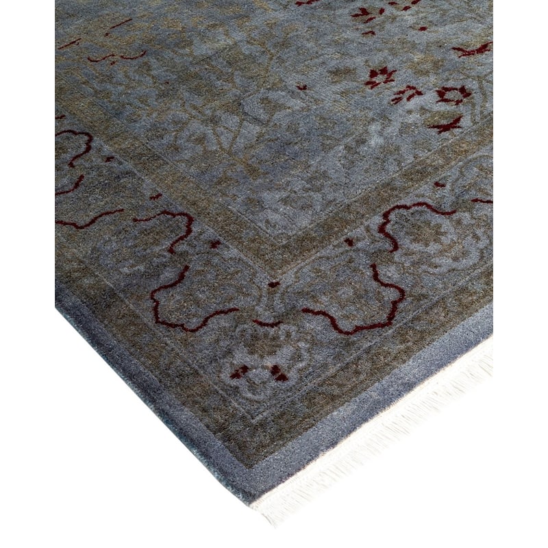 Overton Hand Knotted Wool Vintage Inspired Modern Contemporary Overdyed Gray Area Rug - 4' 3" x 5' 10"