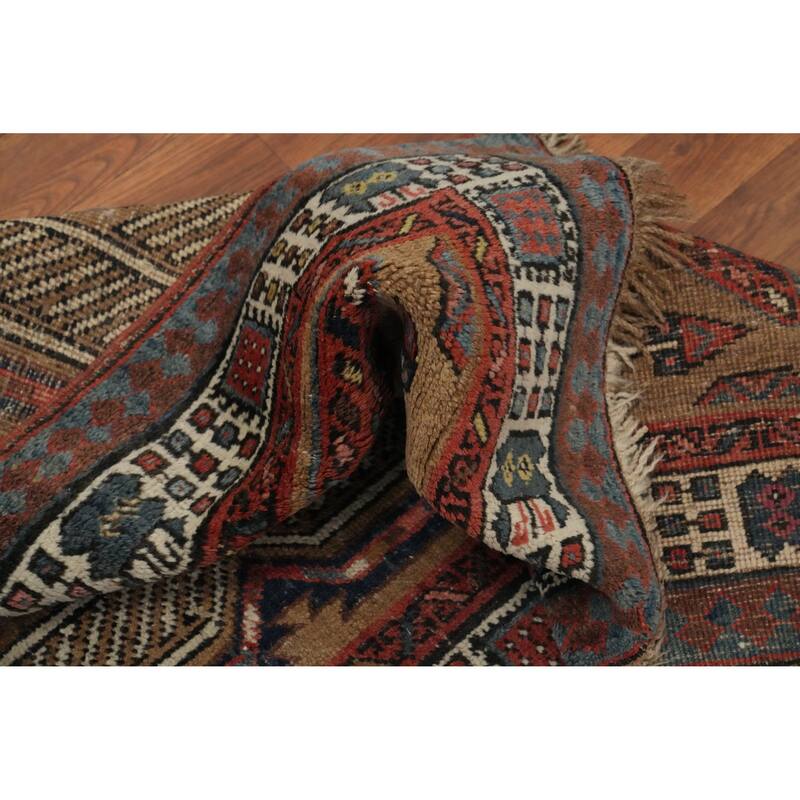 Hand Knotted Oriental 100% Wool Carpet Traditional Geometric Brown Sarab Runner Rug - 17' 10'' X 3' 4''