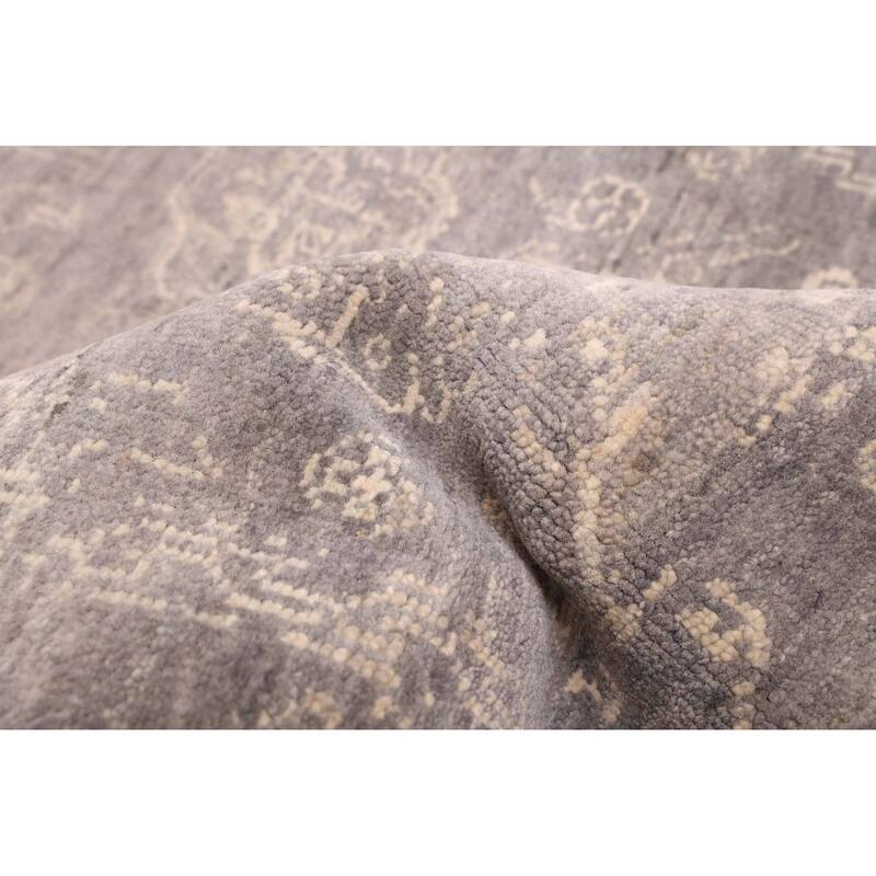 ECARPETGALLERY Hand-knotted Finest Oushak Dark Grey Wool Rug - 6'0 x 8'10