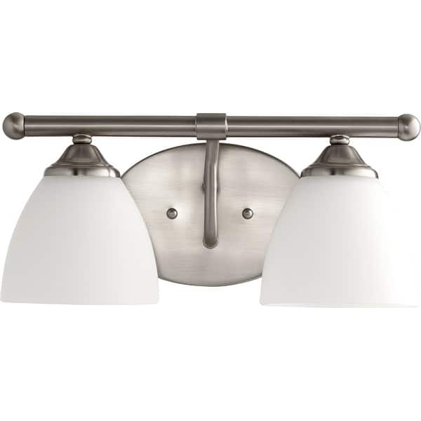 slide 1 of 1, Quorum International Brooks 2 Light 15" Wide Vanity Light Satin Nickel / Satin Opal