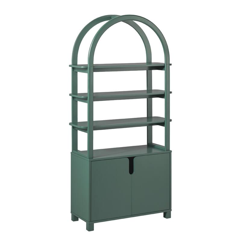 Walker Edison Modern Wood Arched Cabinet Bookcase with Storage