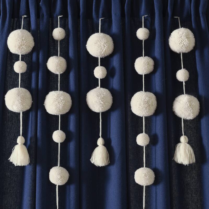 Lush Decor Boho Pom Pom Tassel Linen Window Curtain Panel (Single)