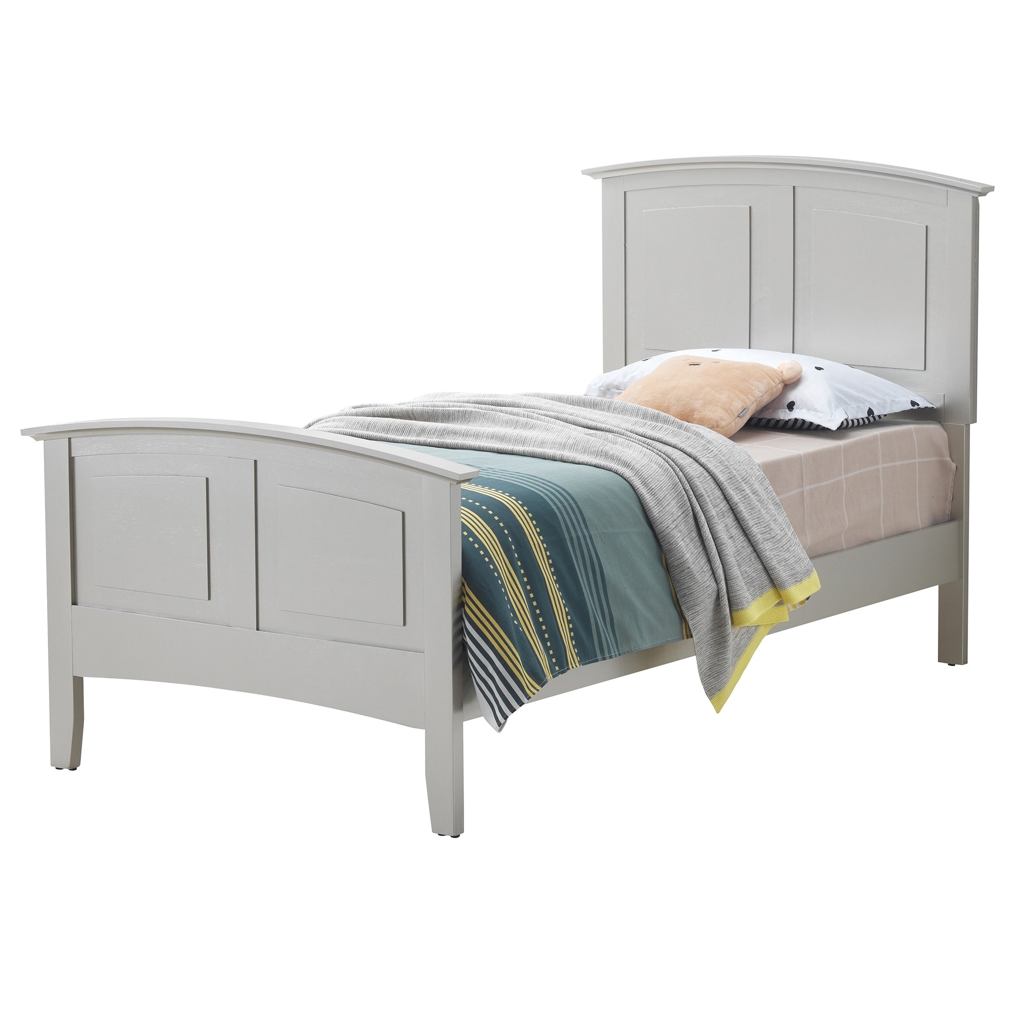 Transitional Style Twin Panel Bed - 77" - Silver Champagne