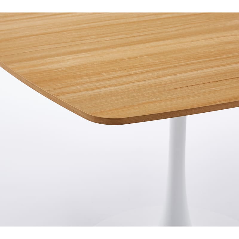 Small Square Dining Table, Mid Century Modern Kitchen Dining Table, Bistro Table with MDF Tabletop & Metal Pedestal