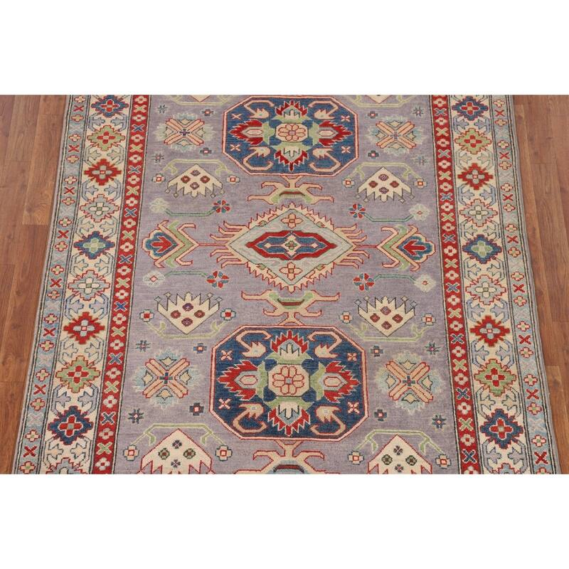 Kazak Oriental Area Rug Handmade Traditional Grey Wool Carpet - 5'0" x 6'8"