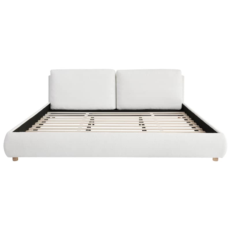 Christopher Knight Home - Charlotte Upholstered Platform Bed with Removable Pillow Headboard