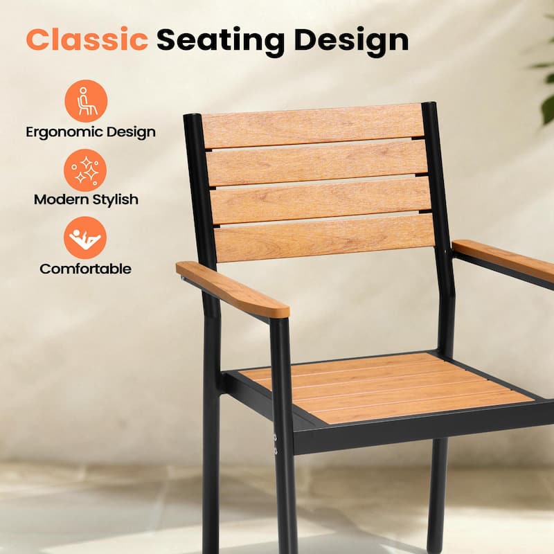 Pellebant Outdoor Patio Aluminum Dining Chairs with Armrest - 19.4" D x 18.9" W x 34.3" H