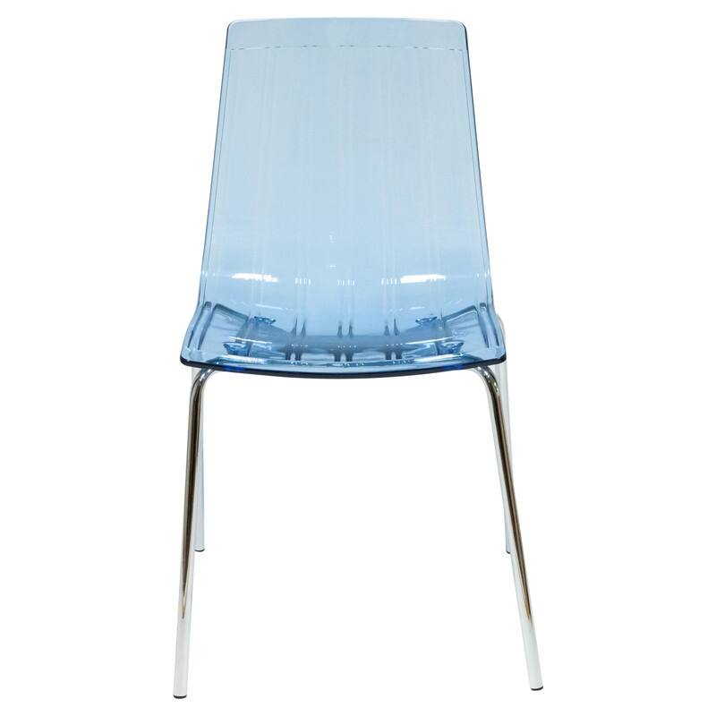 Ralph Modern Acrylic Blue Transparent Plastic Accent Side Dining Chair with Metal Legs for Dining Room & Kitchen