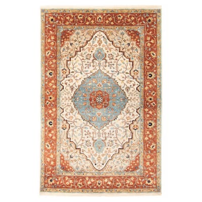 ECARPETGALLERY Hand-knotted Jules Sultane Cream Wool Rug - 3'11 x 6'0