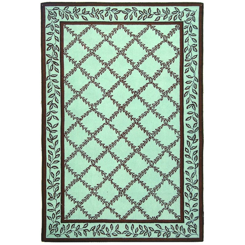 SAFAVIEH Handmade Chelsea Sunstripe Trellis French Country Wool Rug - 8' x 10' - Blue/Brown