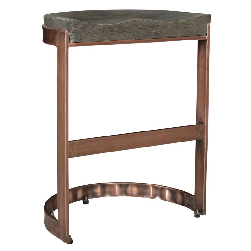 HomeRoots 26" Gray and Copper Solid Wood and Iron Backless Counter Height Bar Chair
