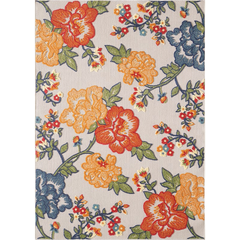 Domani Napa Floral Chic Indoor / Outdoor Area Rug - 6'7" x 9' - Summer
