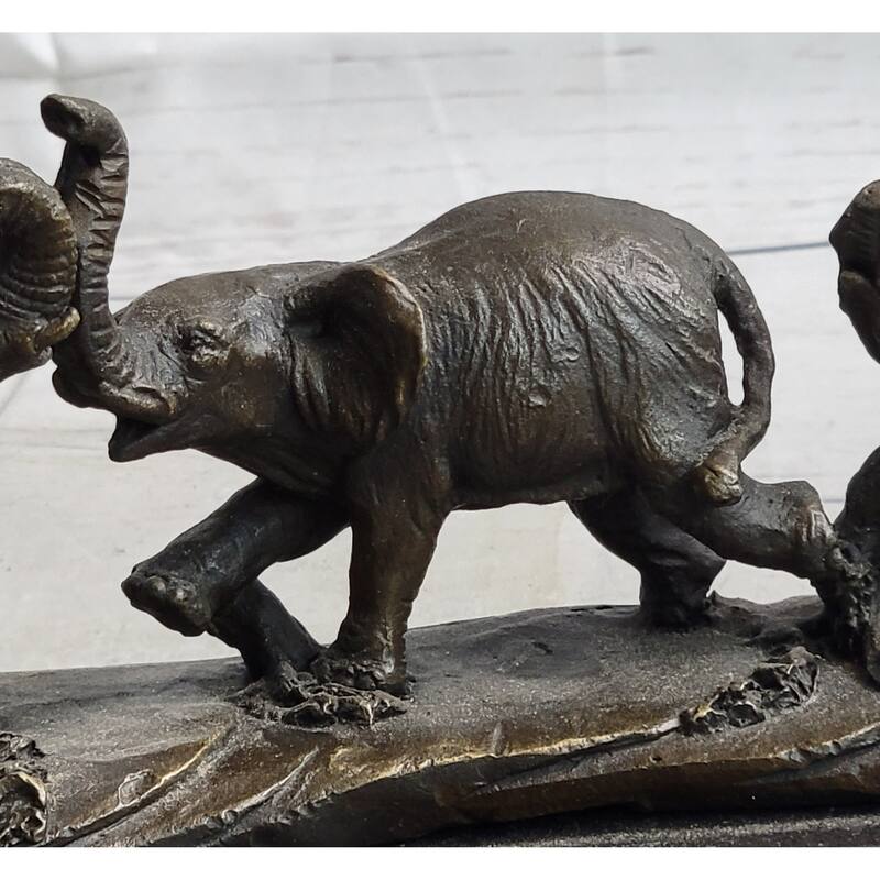 Imitative Elephant Family On The African Savannah Bronze Metal Statue Sculpture Decor Art