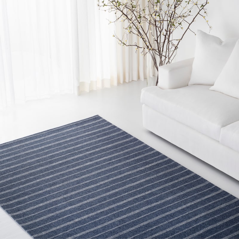 Lauren Ralph Lauren Handmade Miles Striped Wool Rug - 5' x 8' - Navy