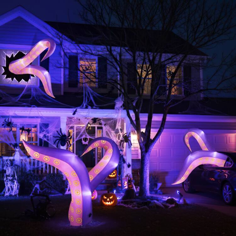 Multi-Color Polyester 6.5ft Inflatable Halloween Tentacles with LED Lights