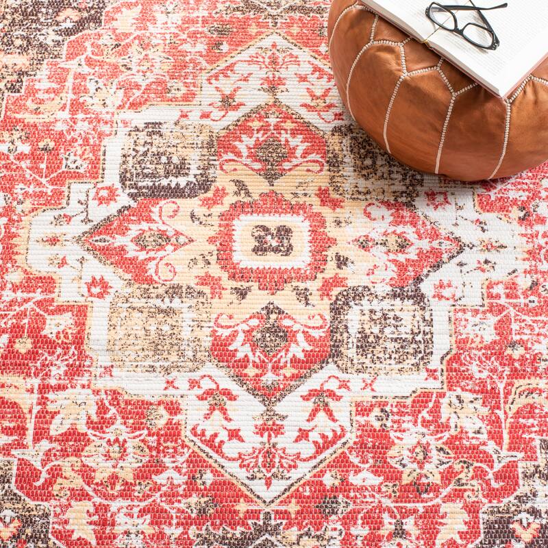 SAFAVIEH Handmade Saffron Karley Traditional Tribal Ivory/Rust Cotton Rug