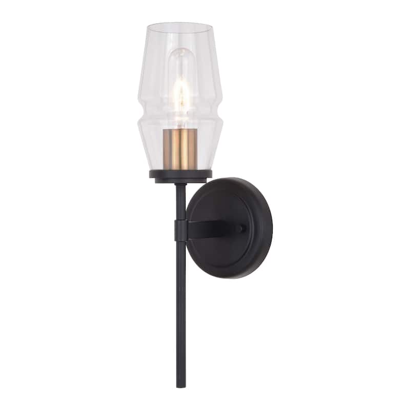 Vaxcel Lighting Warren 16" Tall Bathroom Sconce - Matte Black / Brushed Brass