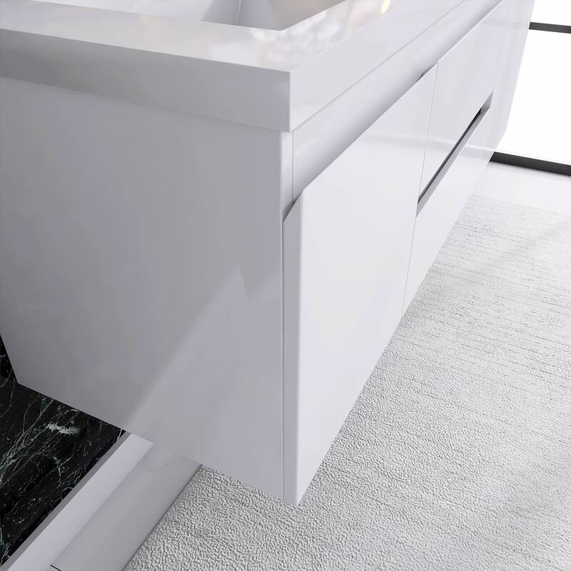 60" Wall-Mounted 2-drawer Bathroom Vanity Set with Integrated Double Sink