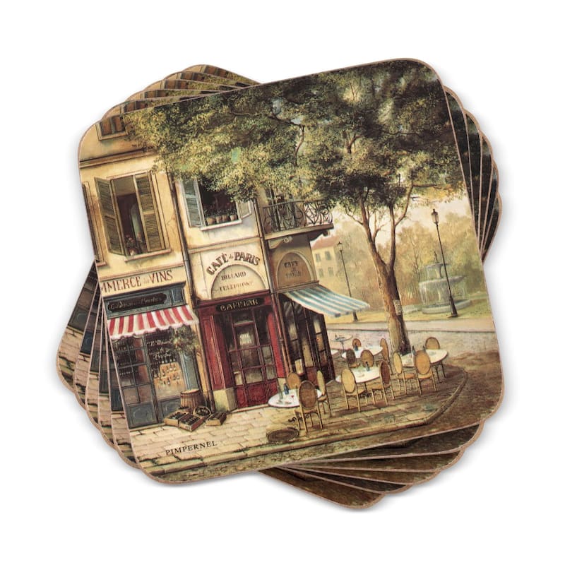 Pimpernel Set of 6 Parisian Scenes Coasters - 4 Inches Sq. - 4 Inches Sq.