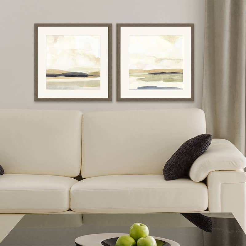 Slate Horizon I S/2 Framed Art Giclee Under Glass - Brown