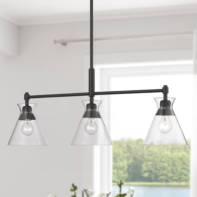 Malta 34" Wide 3-Light Linear Pendant with Clear Glass