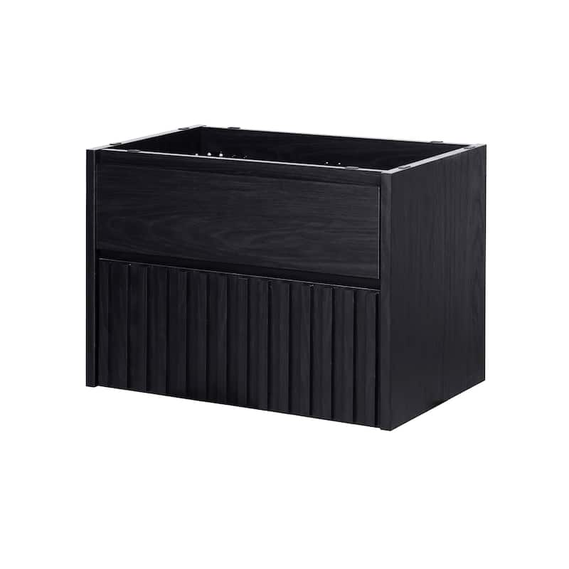 Sherwin Slat Modern Coastal 2-Drawer Wall Mounted Bath Vanity Cabinet Only (Sink Basin Not Included), By JONATHAN Y