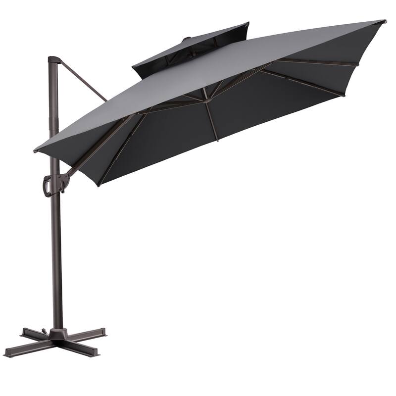 Pellebant 10 ft Square Patio Cantilever-Offset Umbrella 360 Degree Rotation