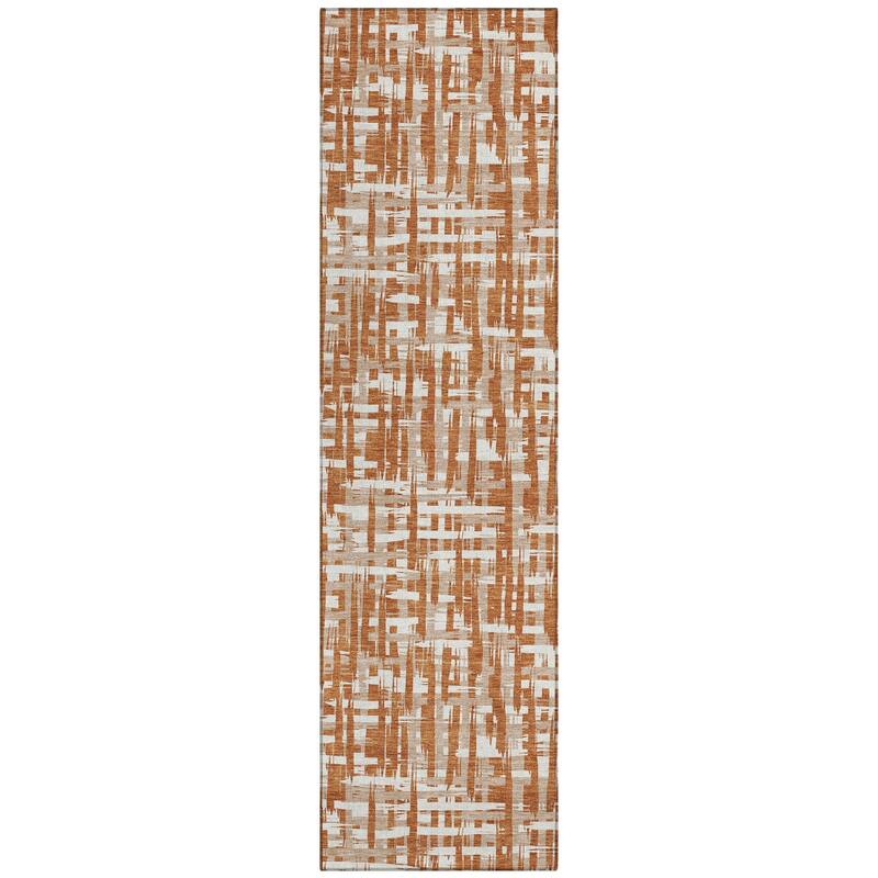 Machine Washable Indoor/ Outdoor Modern Crosshatch Chantille Rug