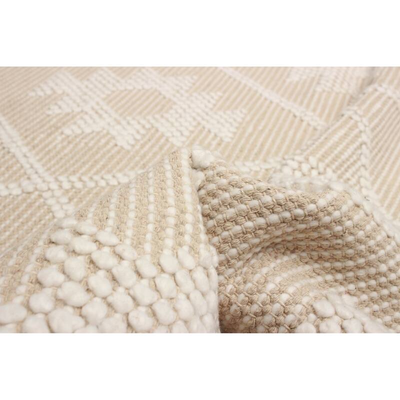 ECARPETGALLERY Braid weave Sienna Beige Wool Rug - 5'1 x 7'4