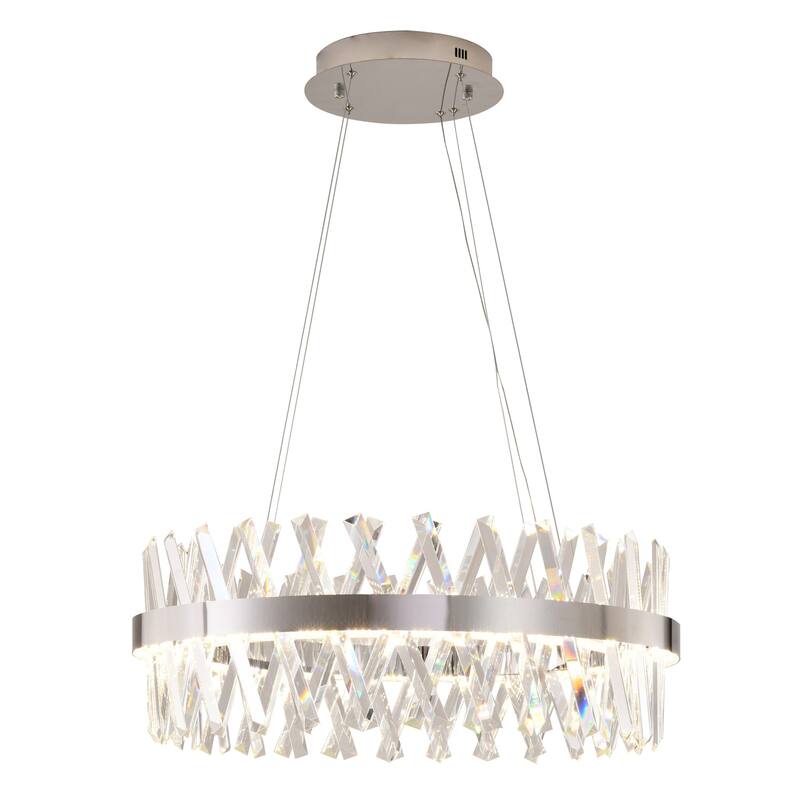 Chrome Chandelier Dimmable 59" Adjustable Hanging Light Baroque Crystal Fixture 26" Diameter - 10