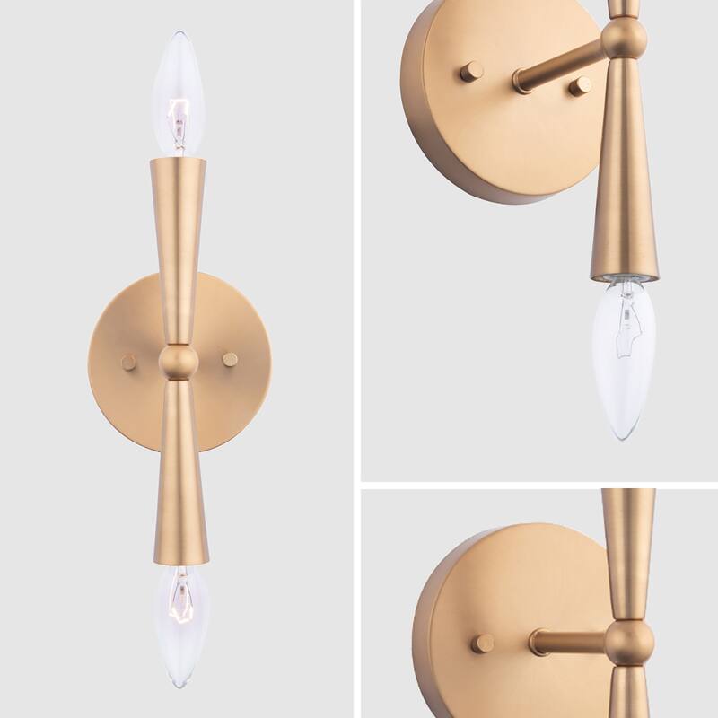 Modern Gold Dimmable 2-Light Wall Sconce Light