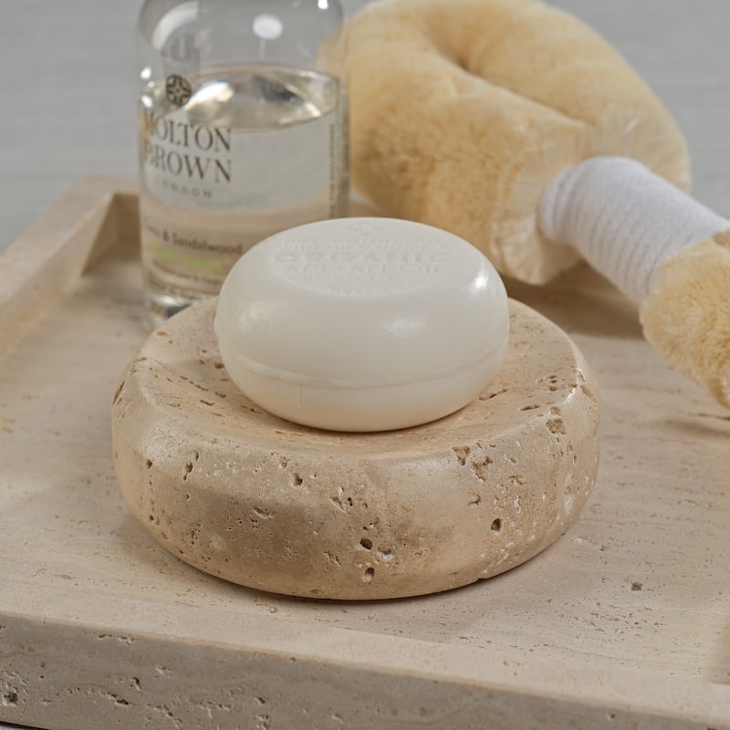 Scotia Travertine Marble Soap Dish - Beige