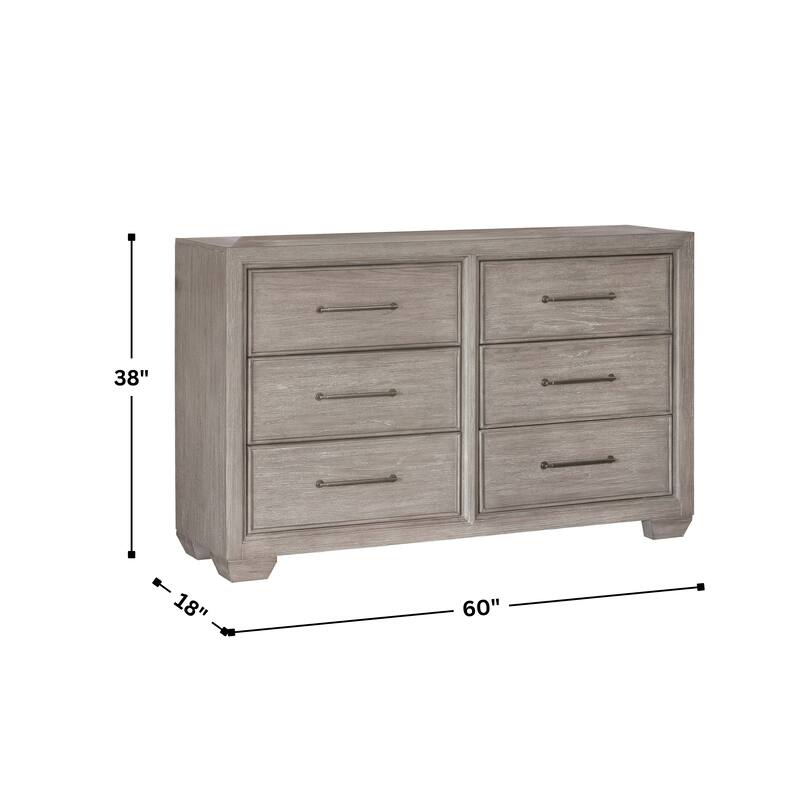 Roundhill Furniture Ennesley Gray Wood 6 Drawers Dresser