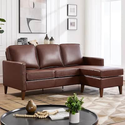 Faux Leather/Fabric 3-seater Sofa L-Shaped Couch with Reversible Chaise