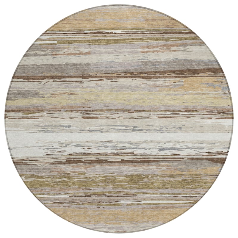 Machine Washable Indoor/ Outdoor Abstract Stripes Chantille Rug