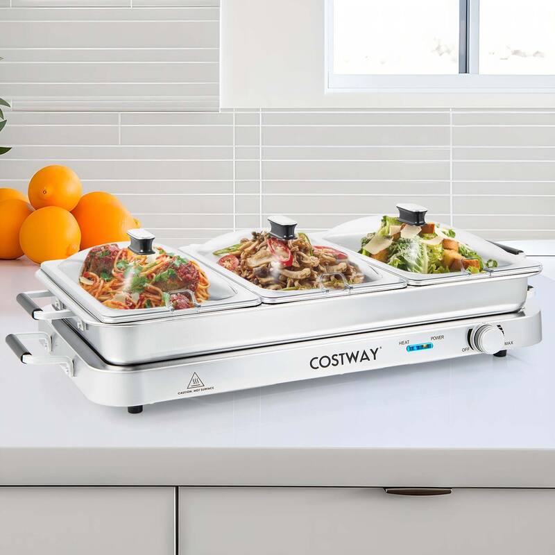 Costway Food Warmer Buffet Server 450W Stainless Steel Electric - See Details