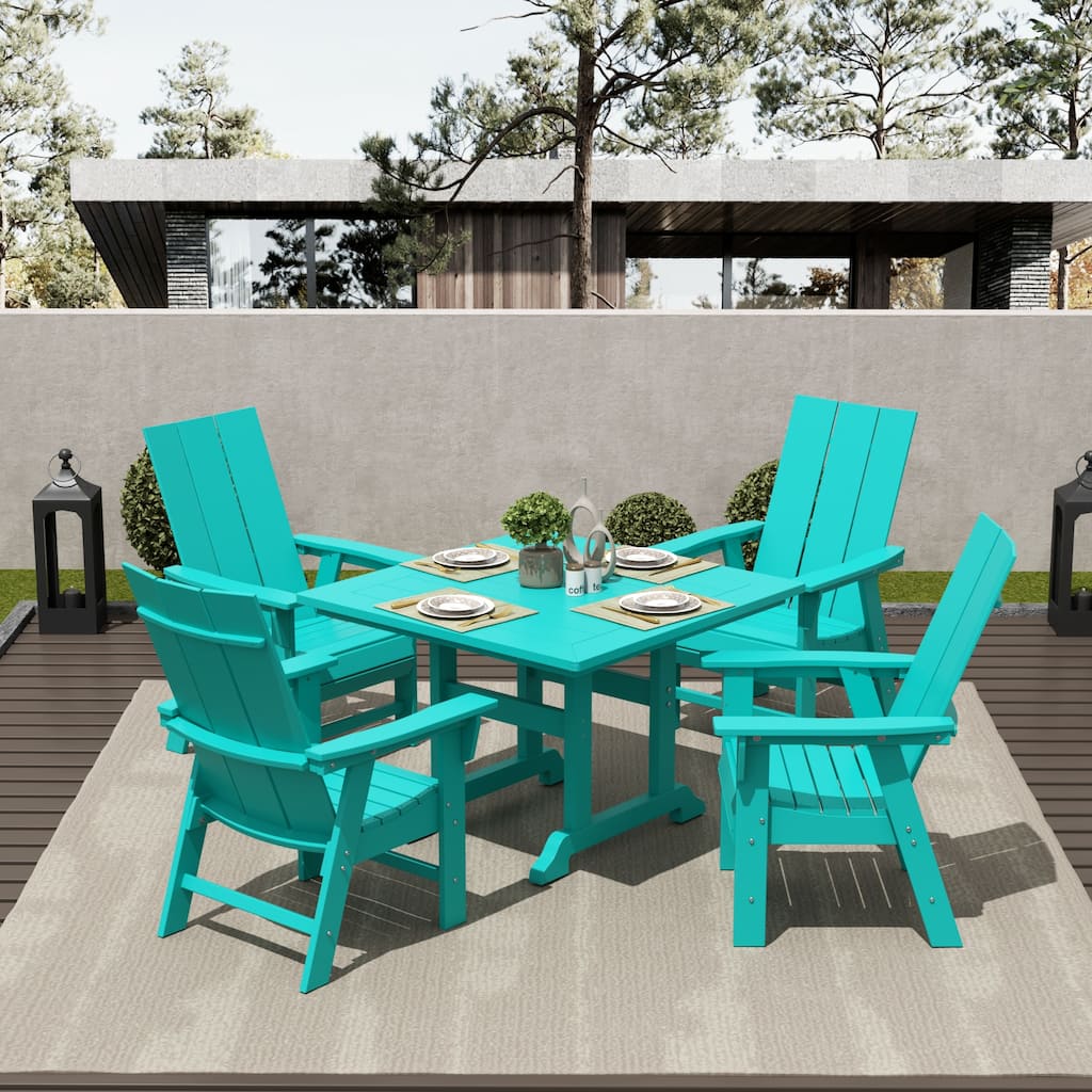 Shoreside 5-Piece Square Poly Eco-Friendly All Weather Outdoor Dining Set with Armchairs