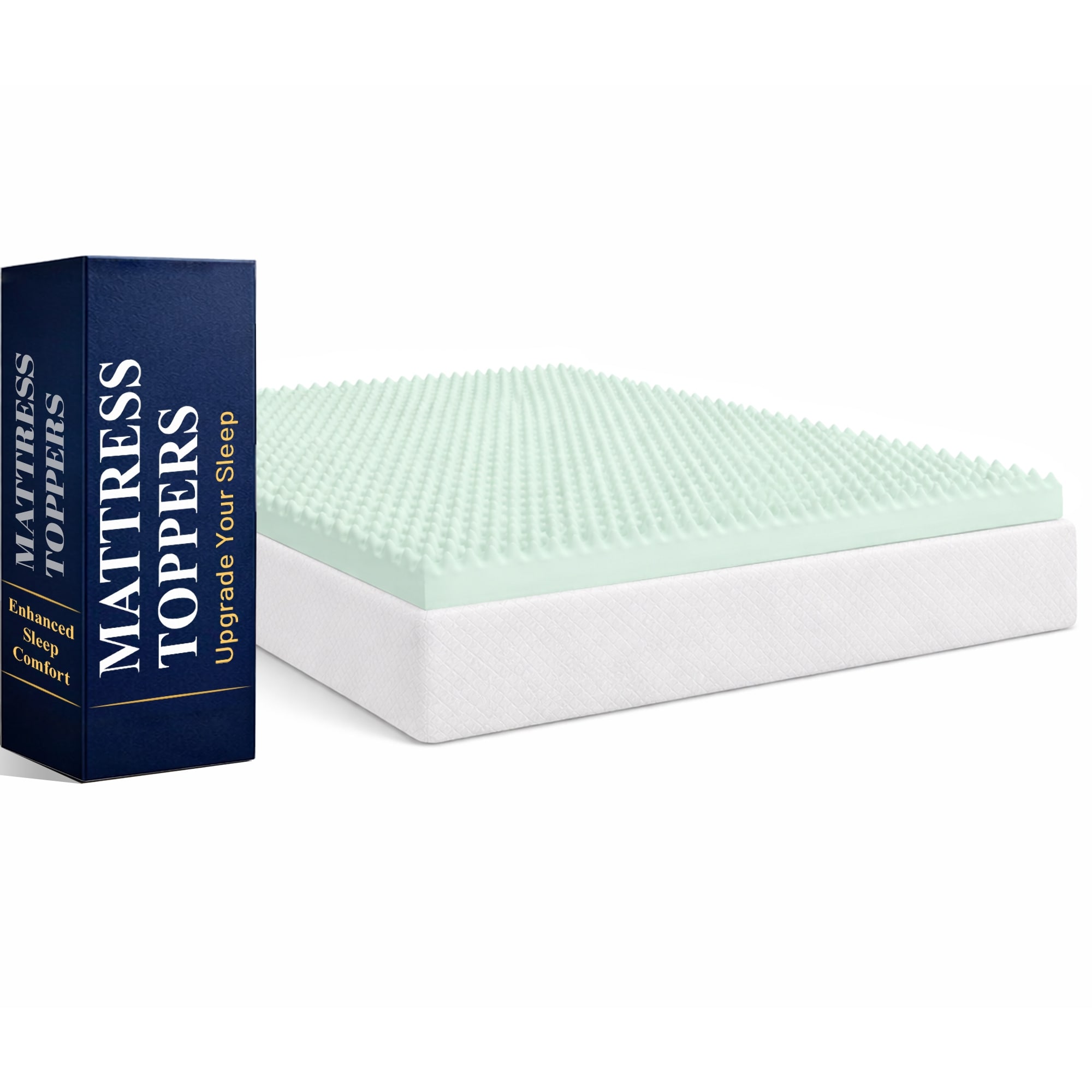 High Density Convoluted Egg Shell Breathable Foam Topper, Adds Comfort to Mattress