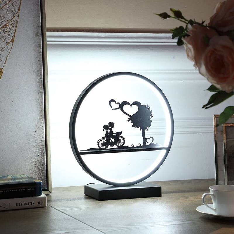 Black Bedside Table Lamp with Integrated LED and Modern Design - 11.75" x 4" x 13"