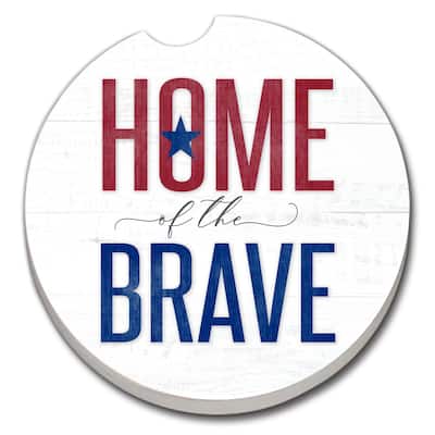 Counterart Absorbent Stoneware Car Coaster, Home Of The Brave, Set of 2 - 2.5