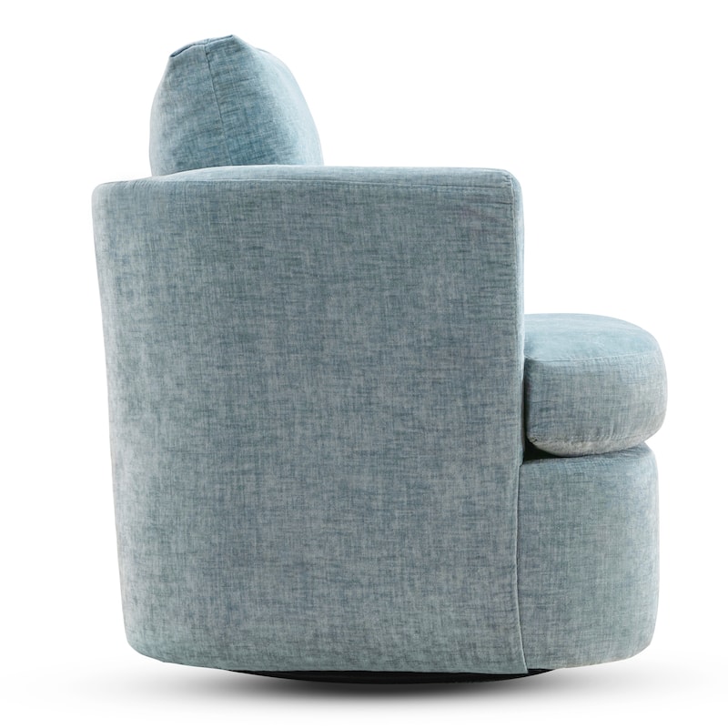 Modern Chenille Upholstered Swivel Accent Barrel Chair Set Modern Swivel Armchair for Living Room