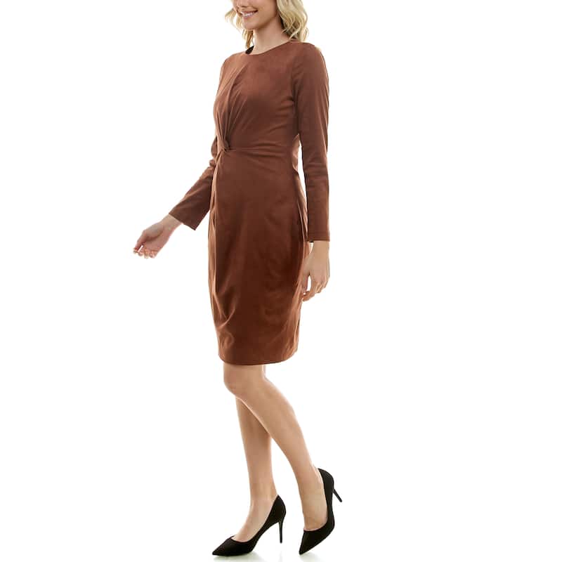 Nicole Miller Vegan Suede Twist Front Dress