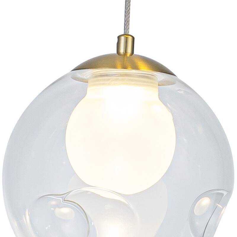 Modern Textured Glass Globe Pendant Light Frosted Shade Dining Room