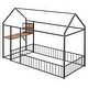 preview thumbnail 14 of 16, Twin Metal House Bed Frame with Built-In Desk Shelves USB Ports and Power Outlets, Space Saving Study