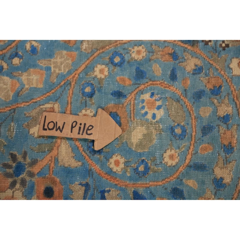 Traditional Blue Floral Tabriz Persian Rug Handmade Wool Carpet - 9'8"x 12'9"