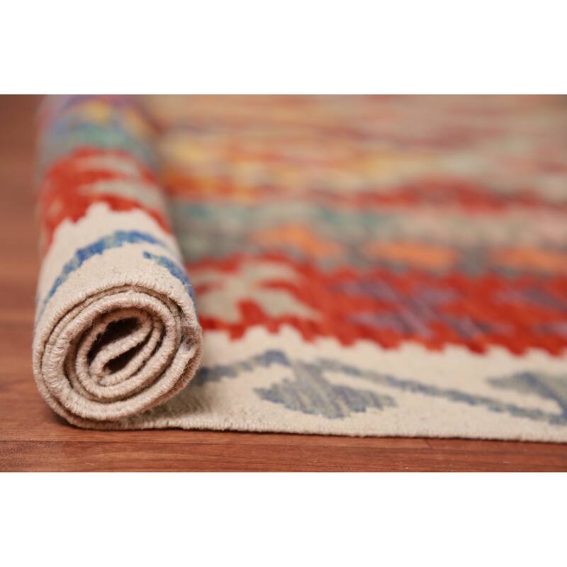 Kilim Oriental Area Rug Flatweave Reversible Tribal Wool Carpet - 8'8"x 11'4"