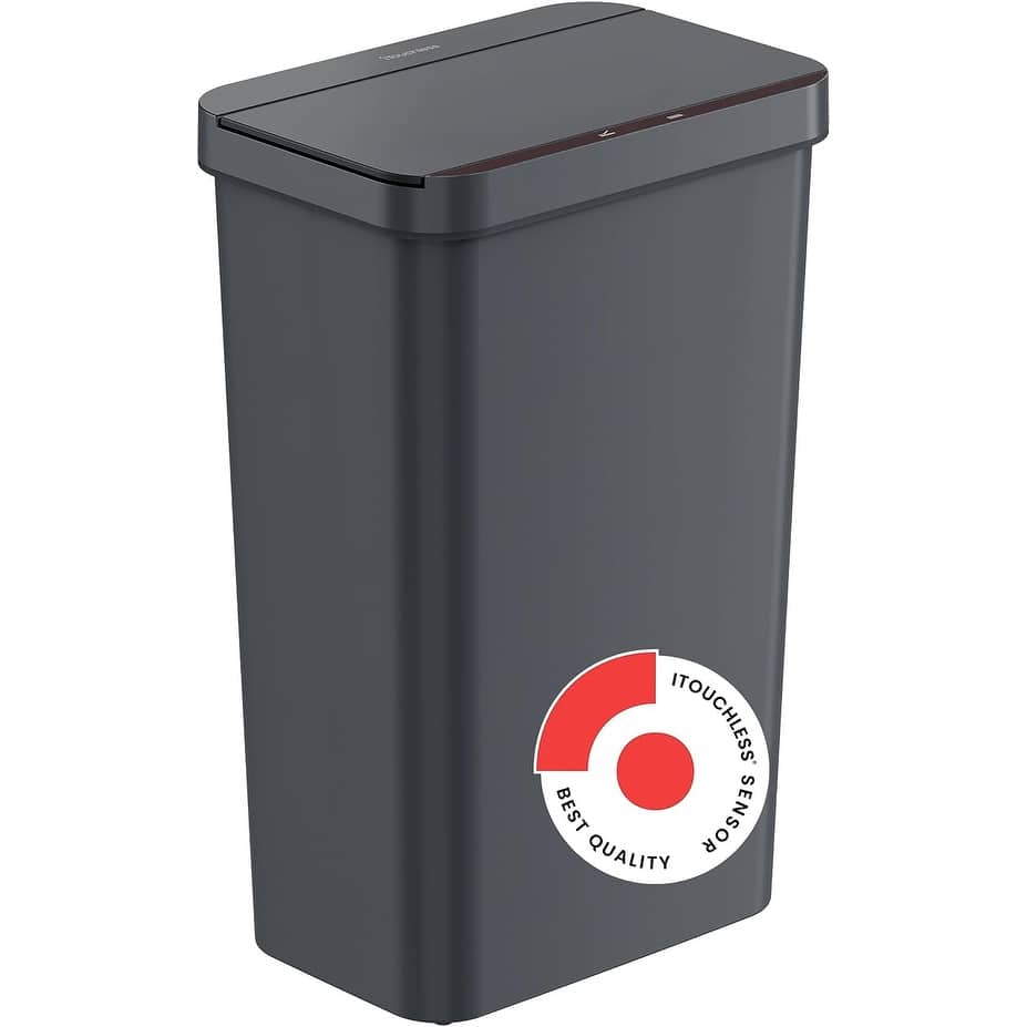13.2 Gallon / 50 Liter Prime Gray Plastic Sensor Kitchen Trash Can