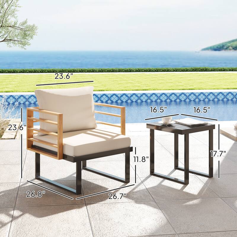 GDFStudio Outdoor Metal Bistro Set with 2 Chairs & Table